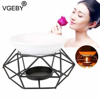 Geometric Iron Ceramic Essential Oil Aroma Burner Candle Holder Home Office Crafts Home Decor