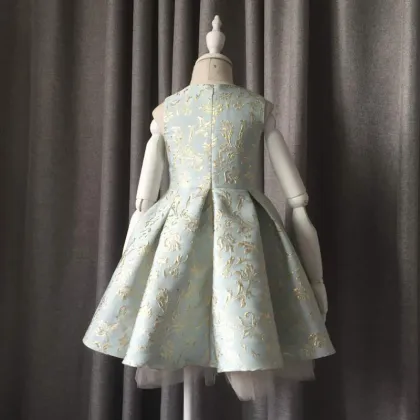 latest children dress modern designs applique flower kids dress