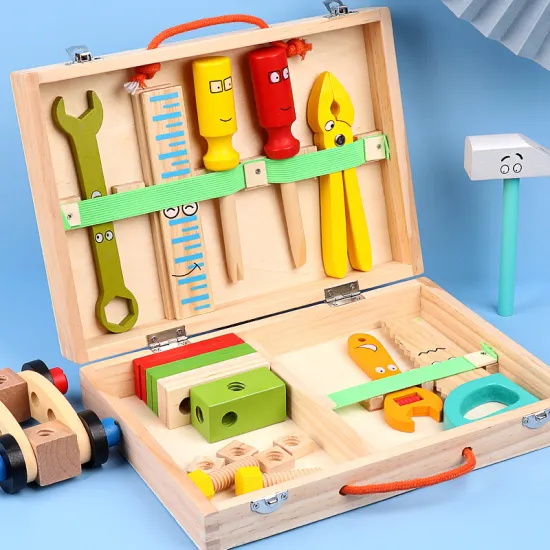Baby Wooden Toy Kids Handle Tool Box Game Learning Educational Wooden Tool Toy Screw Assembly Garden Toys Gift for Children Boys