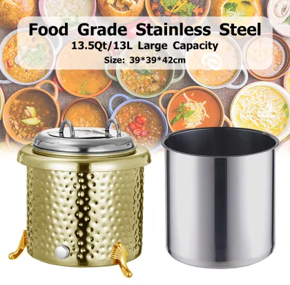 YITIAN 13L Rose Gold Electric Warm Soup Pot - Commercial SS 304 Soup Warmer