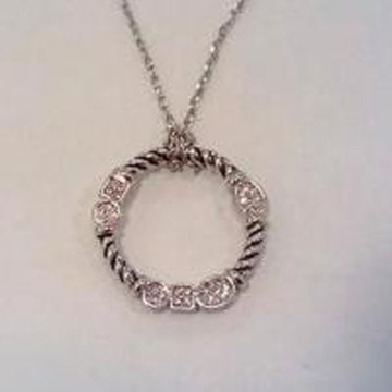 Fashion Jewelry Silver Plated Pave Rhinestone Charm Necklace