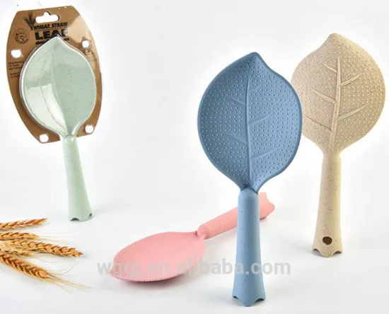 New Design Wheat Straw Squirrel Rice Ladle & Spoon Colorful Leaf Style Plastic Kitchenware Rice Paddle