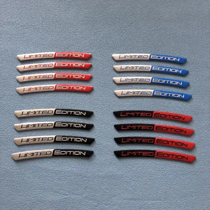 Aluminum Limited Edition Car Badge Wheel Brow Emblems - 4 Pieces/Set