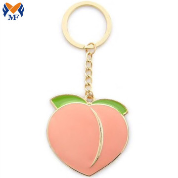 Keychain Múnlaithe Peach Saincheaptha Miotail Bronntanais