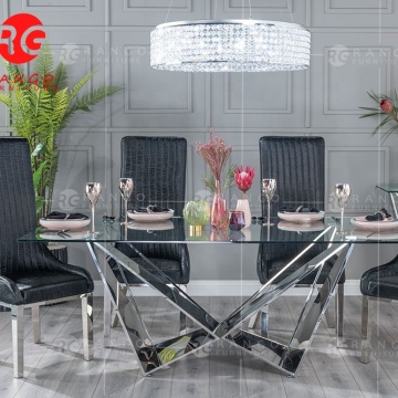 Tempered Glass Modern Dining Table Set PG003 for Dining Room Furniture