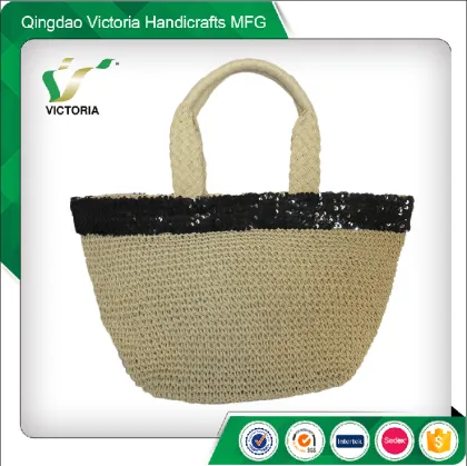 china leading technology printed paper straw tote bag