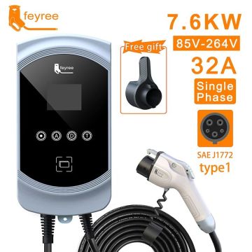 Feyree 7.6KW Wall-Mount EV Charger with Type 1 Plug - Single-Phase 32A