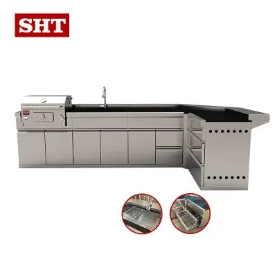 Modern Stainless Steel Outdoor Kitchen Charcoal BBQ Grill Cabinet