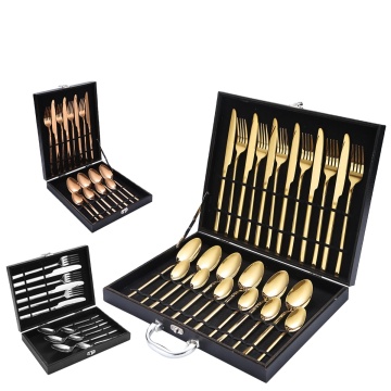 Eco-Friendly Stainless Steel Baroque Silverware Set - 24 Piece Luxury Silver and Gold Cutlery