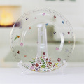 Flower Decorative Transparent Glass Dish Plates For Wedding