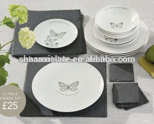 natural stone black slate pads for tableware