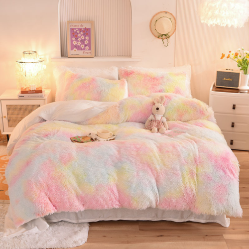Colorful winter printing soft fluffy duvet cover