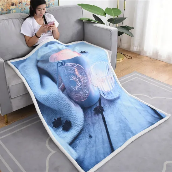 Wholesale Double Side Warm Thick Sherpa Throw Blanket for winter Pattern Soft Thick baby kids Blanket For Couch Sofa Bed
