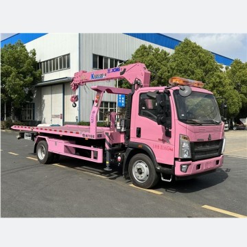 5 Tons Crane HOWO 4x2 Flatbed Wrecker Tow Truck for Sale in Kazakhstan