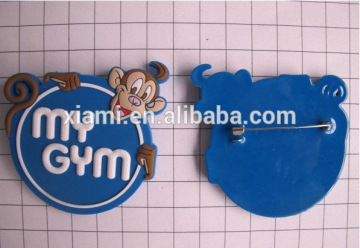 Cute Cartoon silicone soft pvc 3D embossed Rubber brooch