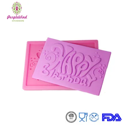 Cake Mold Happy Birthday Decor Silicone Mould Color Pink