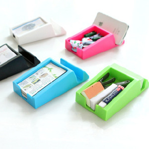 J419 White color mobile phone holder/name card box/ desktop storage box