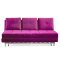 3-Seater Folding Purple Fabric Futon Sofa Bed