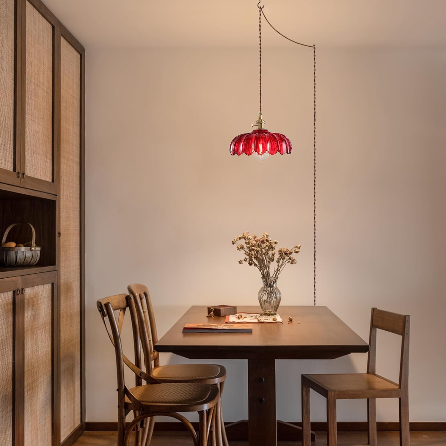 Plug in pendant lamp glass shade for dining room (11)