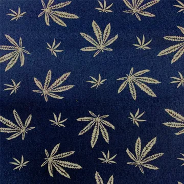 Royal Blue Woven Printed Leaves Bengaline Blouse Fabric