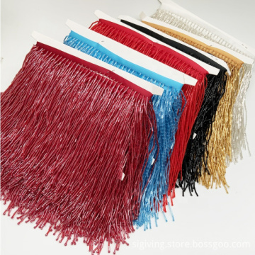 Handcrafted 14cm Crystal Glass Beaded Fringe Tassel Trim for Dance Decorations