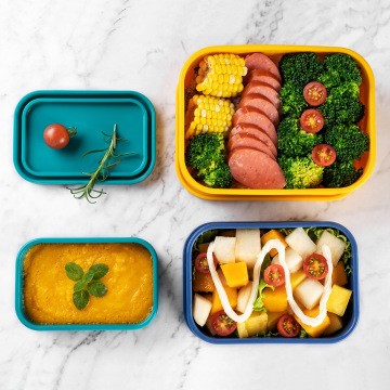 Modern Design Food Grade Silicone Lunch Box Set with Folding Storage Tableware for Adults and Kids