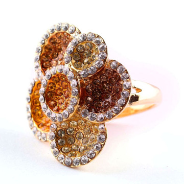 Ring 0925-O Multicolor Flower Ring with CZ Diamond for Women Designing