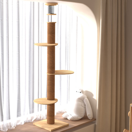 Adjustable Height Luxury Cat Tower Scratching Post Wooden
