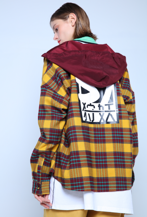 OVERSHIRT WITH CONTRASTING HOOD