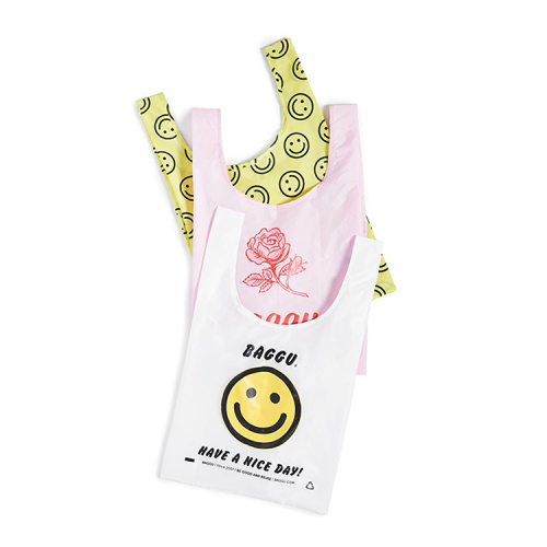 Custom printed plastic t-shirt bag vest handle shopping fruit packaging bag