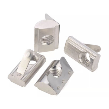 Stainless Steel Zinc Plated T-Slot Aluminum Profile Accessories: Break Nuts, Earring Nuts, and U-Type Spring Leaf Components for Aluminum Frames