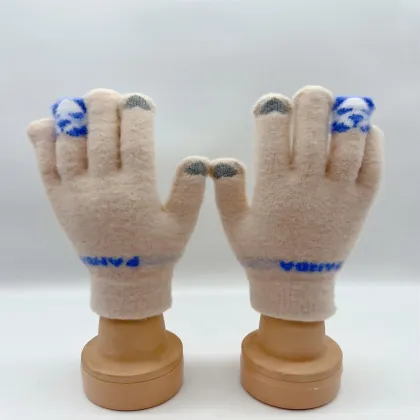 Company of knitted gloves for child