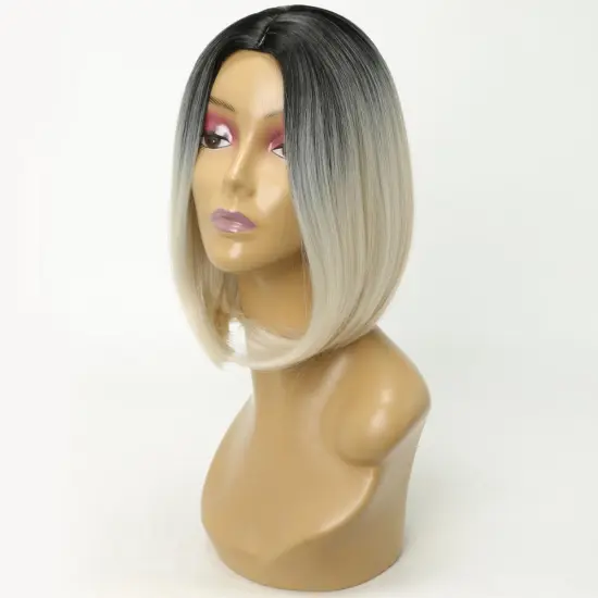 Shoulder Length Ombre Blonde Green Grey purple blonde Colors Straight Synthetic Wigs For Black Women