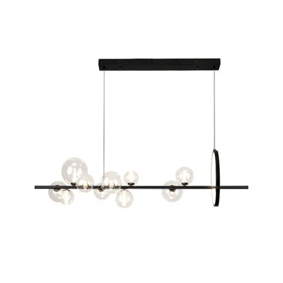 Modern LED Black Glass Balls Long Nordic Pendant Lamp for Home Interior Decoration