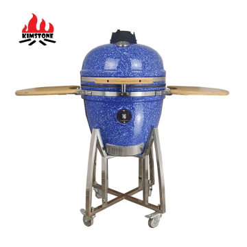 21 -calowy niebieski i biały kwiatowy grill w stylu Kimstone Kamado