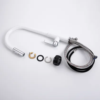 White Spray Head Kitchen Faucet