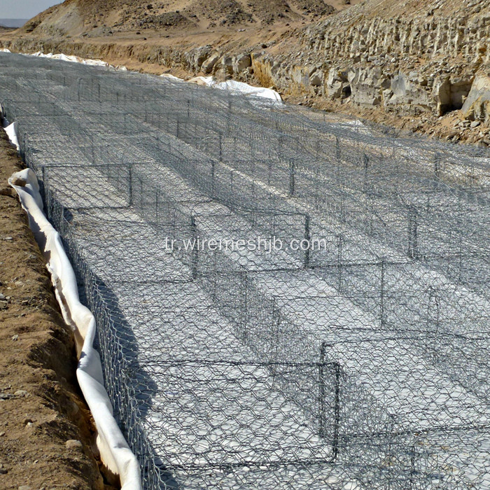 Vinil Kaplı Altıgen Örgü Gabion Sepeti