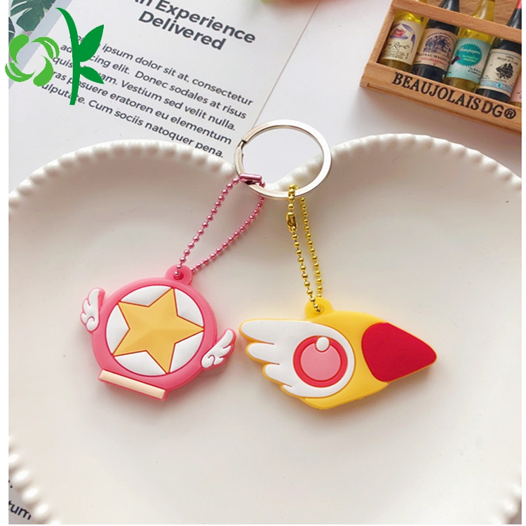 Lovely Design Silicone Keychain Rainbow Shape Custom Keyring