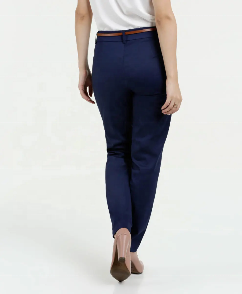 Hot selling ladies slim blue navy color trousers