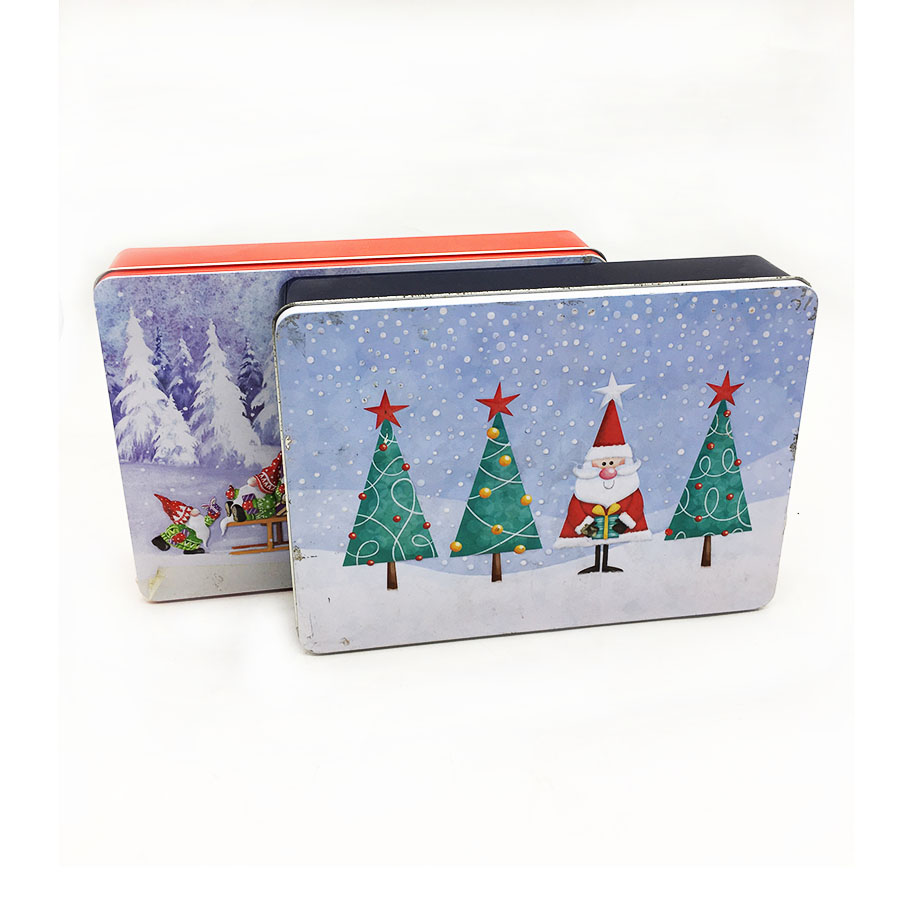 Boîte de fer cadeau de Noël rectangulaire personnalisé