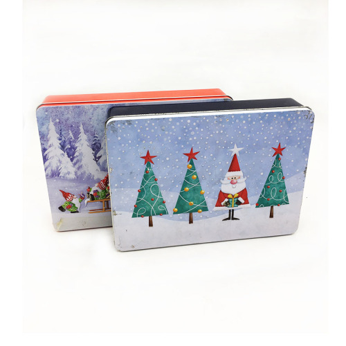 Caja de hierro de regalo de Navidad rectangular personalizada