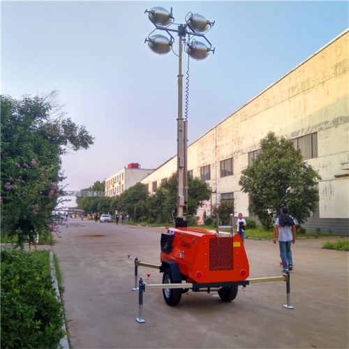 Trailer Hand-Lifting Movable Lighting Tower