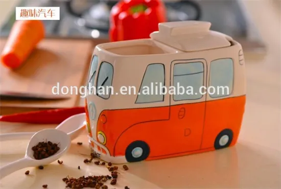 high quality wholesale porcelain bus sugar pot with lid in China