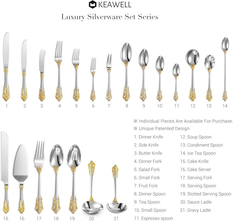 KEAWELL Luxury 20-piece 18/10 Stainless Steel Flatware Set