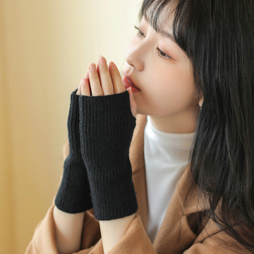 Winter Warm Knit Half Finger Gloves for Women