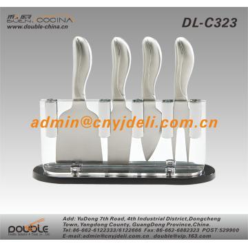 5 Pcs S/S Handle Cheese Knife Set With Acrylic Stand