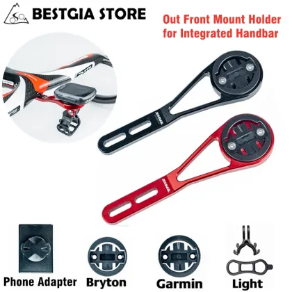 ZRACE Bicycle Computer Out Front Mount Holder for Integrated Handbar,iGPSPORT Garmin Bryton GoPro Mobile Phone Bike Accessories