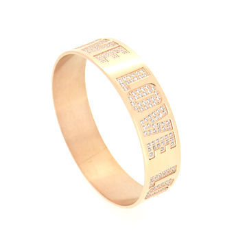 Fashionable Bangle, Engraved, PVD Plated the Rose Gold Color, Inlay Crystals, Cheap Price