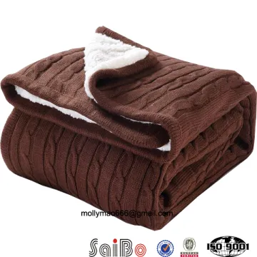 brown color sherpa crochet blanket