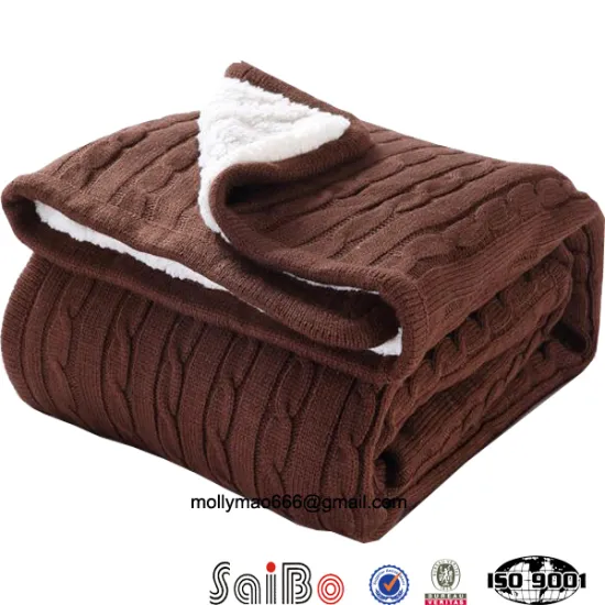 brown color sherpa crochet blanket